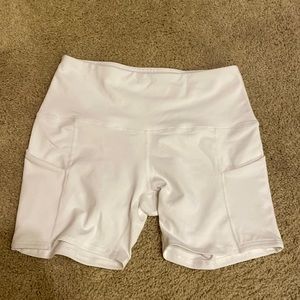 White 3” biker shorts